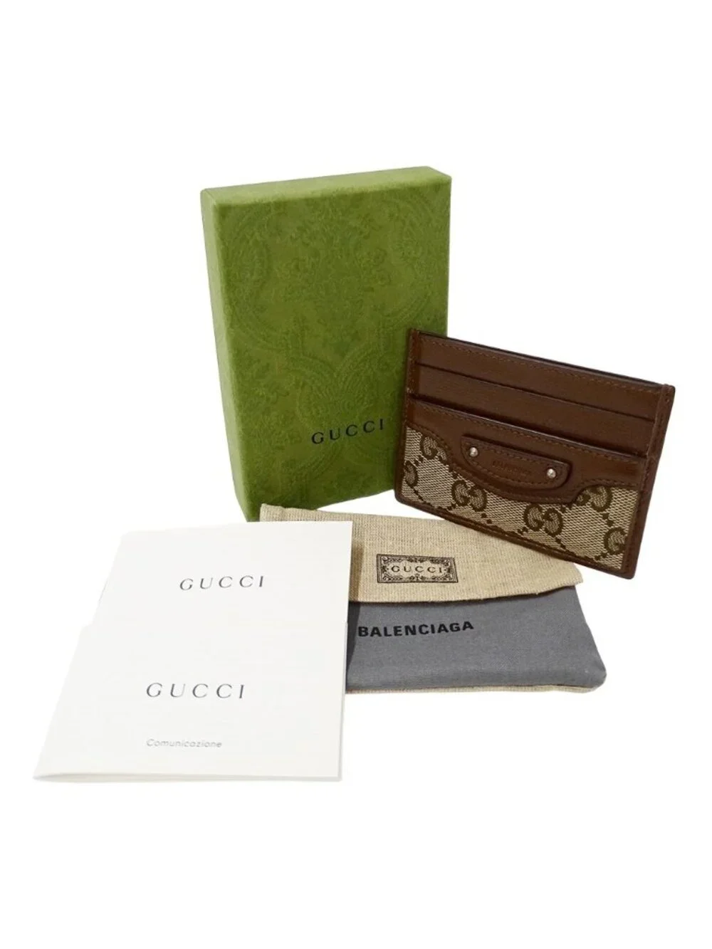 Gucci Card Case GG Canvas Leather Brown Beige Collaboration Business Holder - Picture 5 of 10